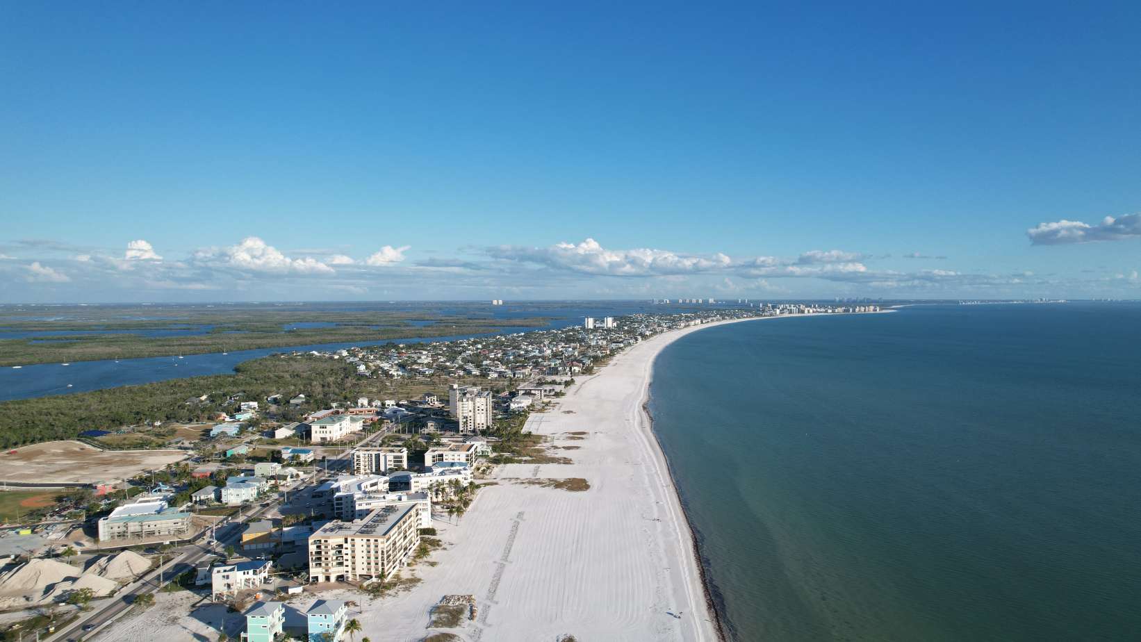 Aerial drone shot of a beach.